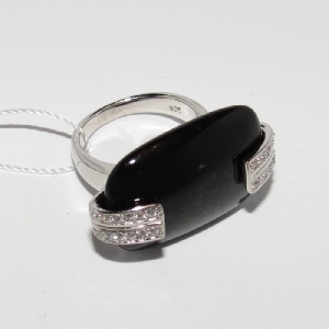 Серебряное кольцо с обсидианом 155339