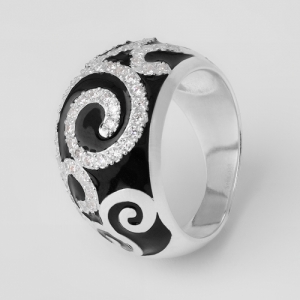 Серебряное кольцо Зимняя ночь с цирконием 1611